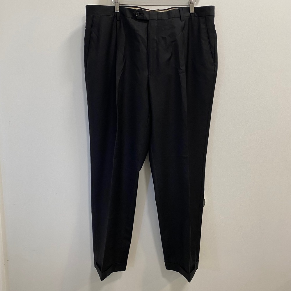 Daniel Cremieux Dress Pants Mens 38 Black Pleated Cuffed Formal Business Classic